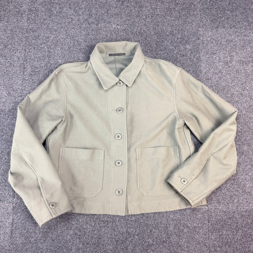 Uniqlo Womens‎ Sz S Sage Green Utility Chore Relaxed Jacket Stretch Cropped